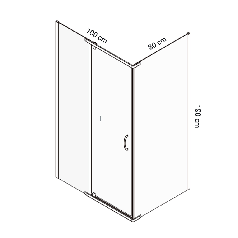Cabina de dus Mediterraneo, Catania 100x80, cu usa batanta si perete lateral fix